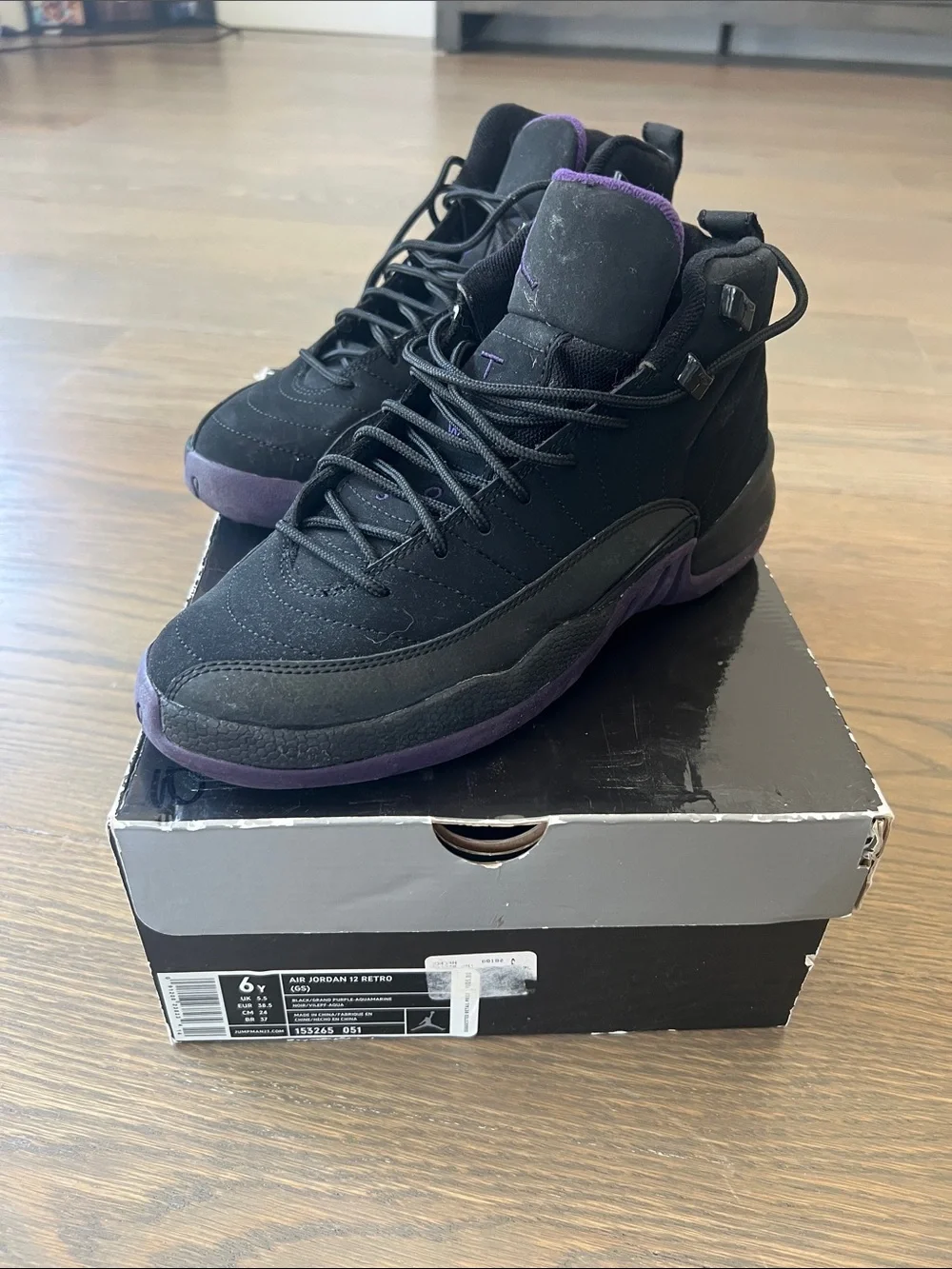 Jordan High-Top Sneakers in Black and Purple